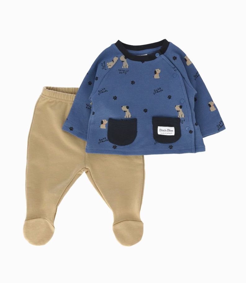 Conjunto recién nacido de perritos celeste Black and Blue-0
