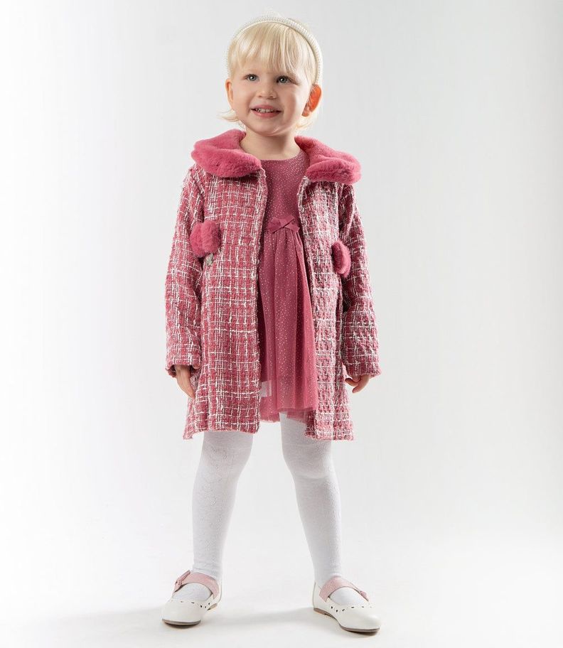 Conjunto bebés de vestido y abrigo burdeo Limonada-0