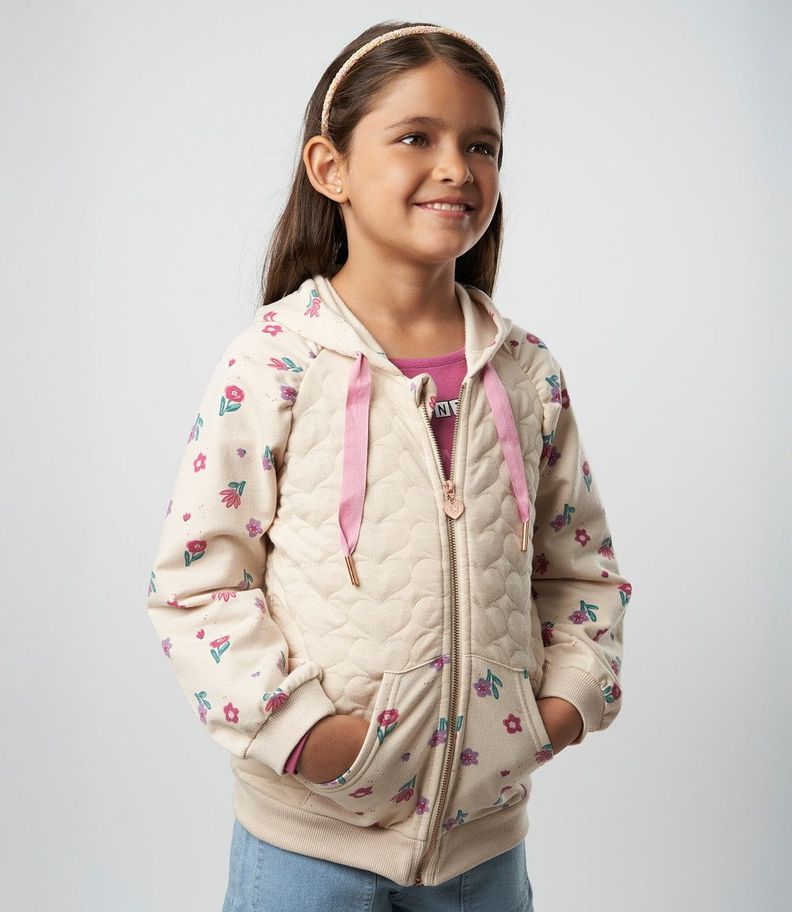 Polerón niña con flores beige 4 Kids-0