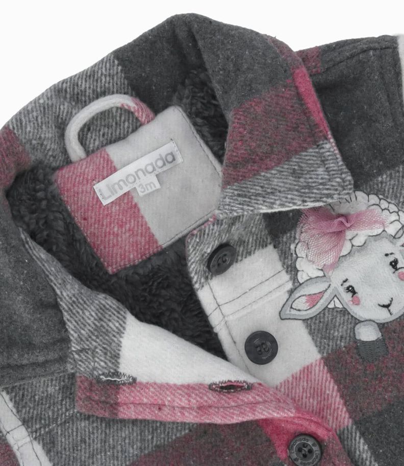 Chaqueta bebés cuadrillé gris Limonada-2