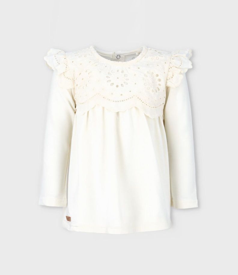 Polera niña con broderie blanco Limonada-0
