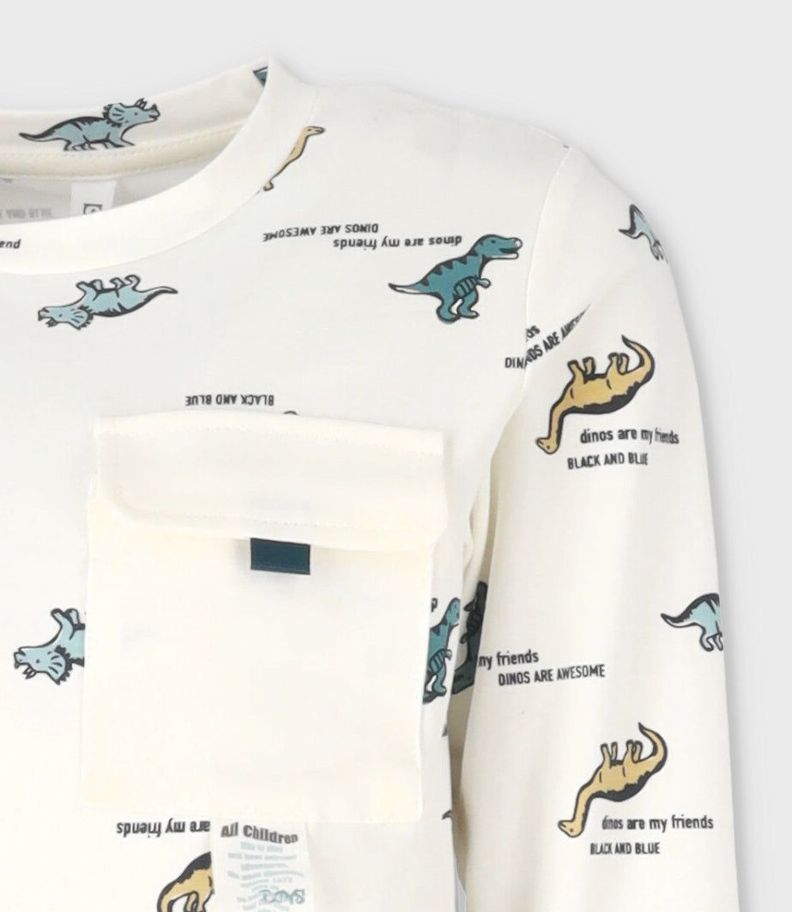 Polera niño con dinosaurios blanco Black and Blue-2