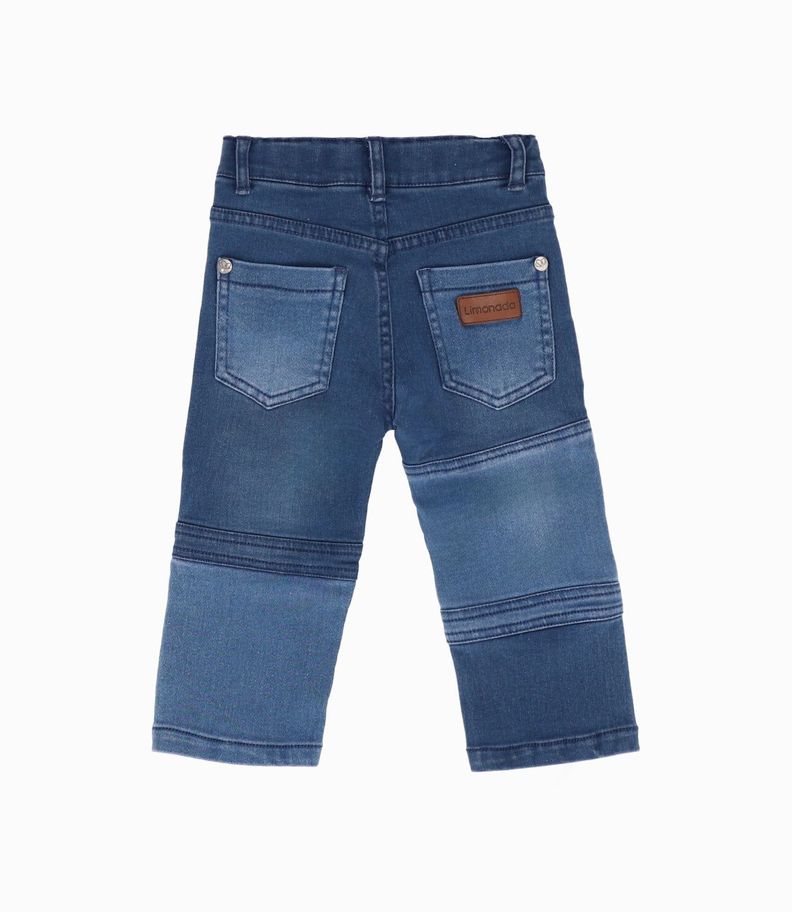 Jeans bebé patchwork con oso azul marino Limonada-2