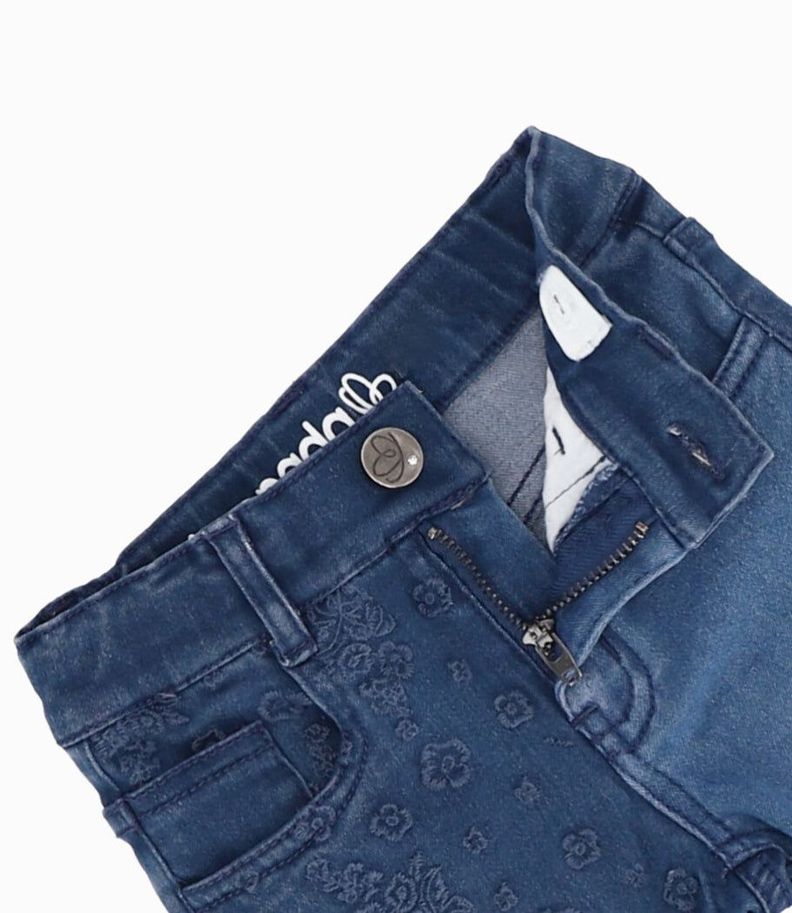Jeans bebé patchwork con oso azul marino Limonada-3
