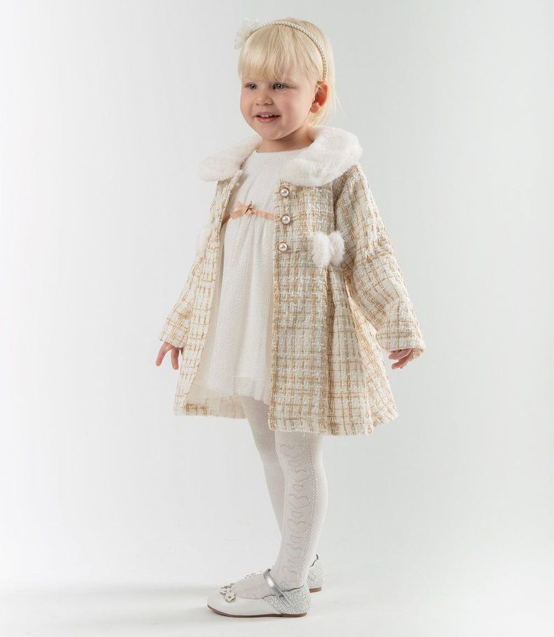 Conjunto bebés de vestido y abrigo blanco Limonada-0