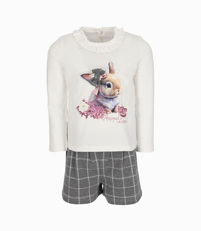 Conjunto niña de polera y shorts gris Limonada-1