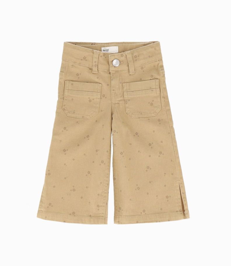 Pantalón bebés con flores beige 4 Kids-0