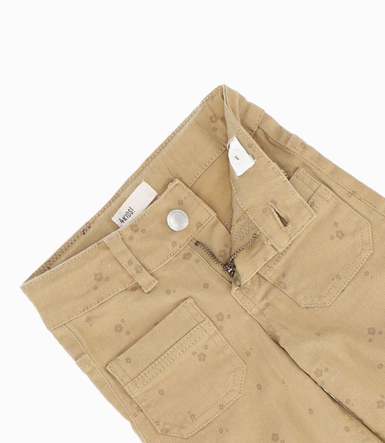 Pantalón bebés con flores beige 4 Kids-2