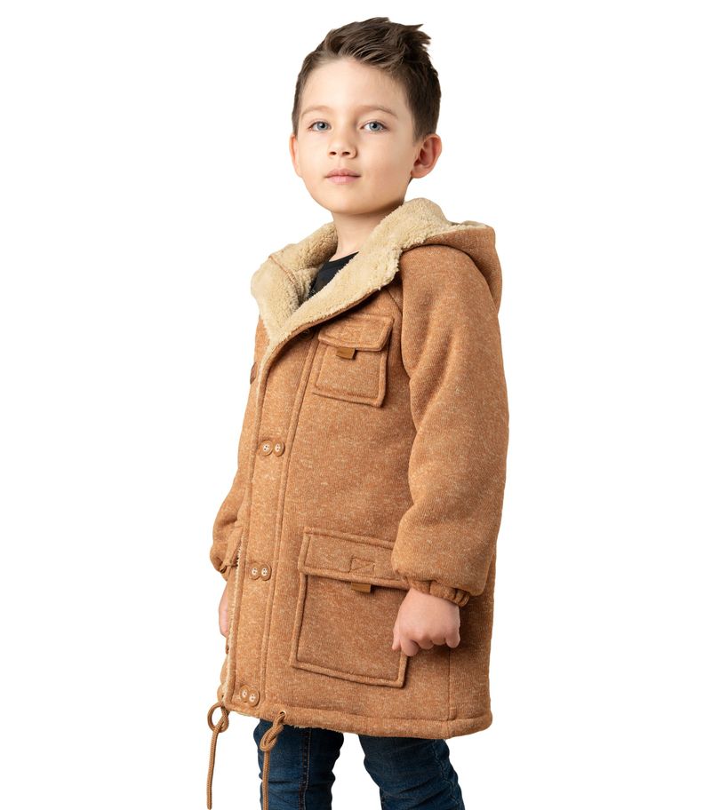 Abrigo niño con gorro camel Black and Blue-0