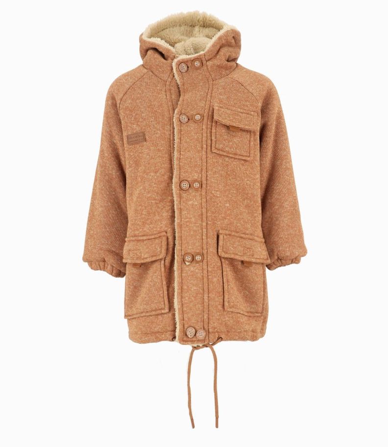 Abrigo niño con gorro camel Black and Blue-1