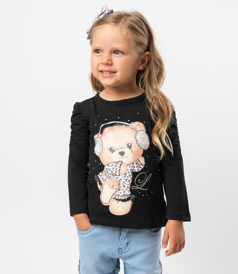 Polera bebés con osito negro Limonada-0