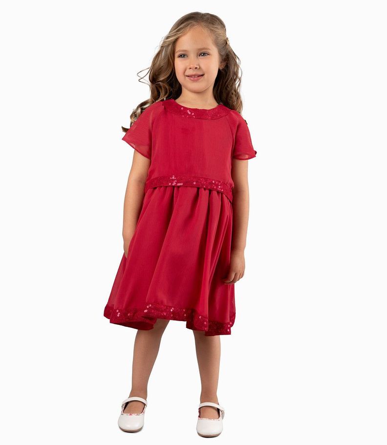 Vestido Niña Ocasión Con Vuelos Rojo-2
