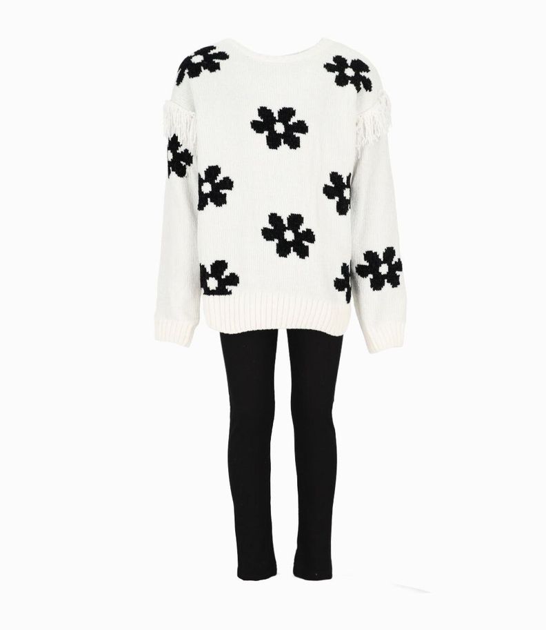 Conjunto niña con flores negro Limonada-1