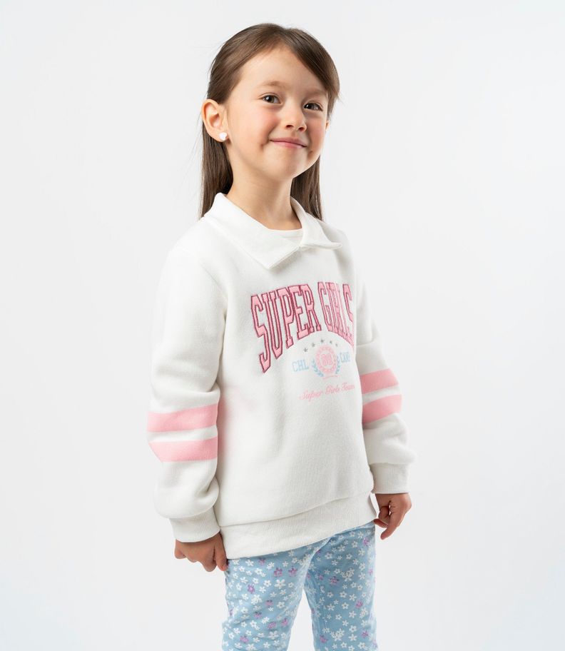 Polerón niña super girls blanco 4 Kids-0