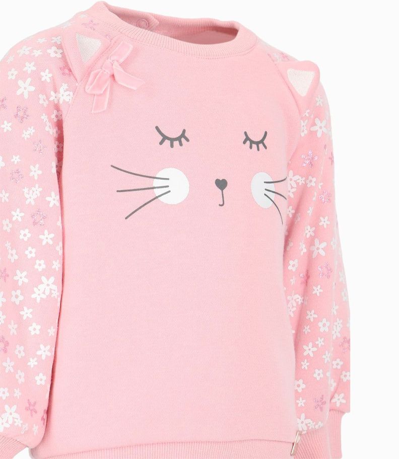 Polerón bebés con gato rosado 4 Kids-3