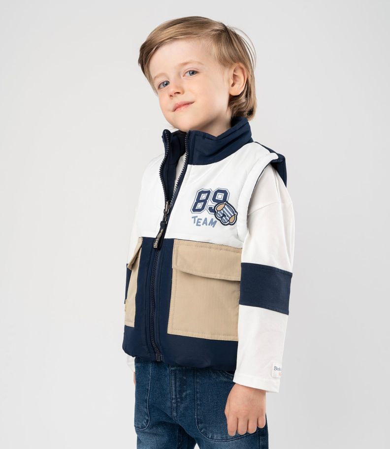 Parka bebés reversible azul marino Black and Blue-0