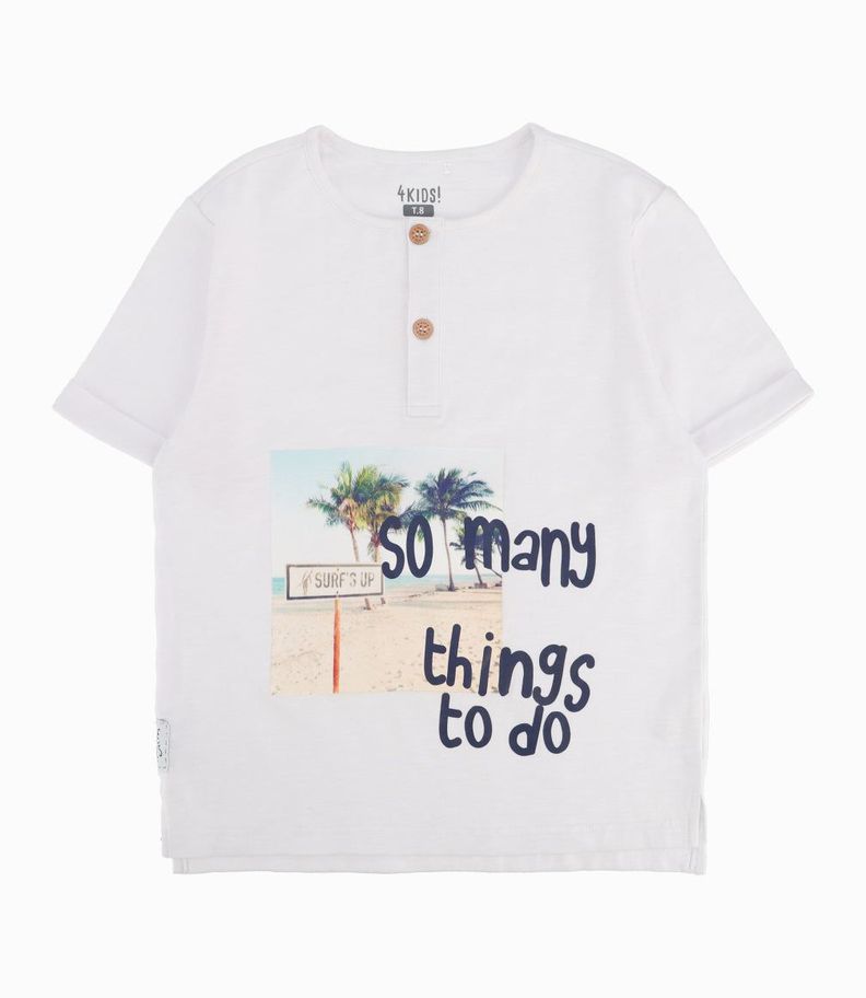 Polera Niño Con Estampado Blanco