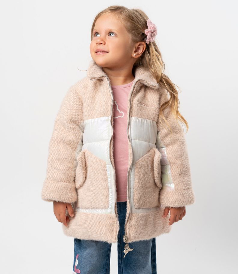 Chaqueta bebé metalizada beige Limonada-0