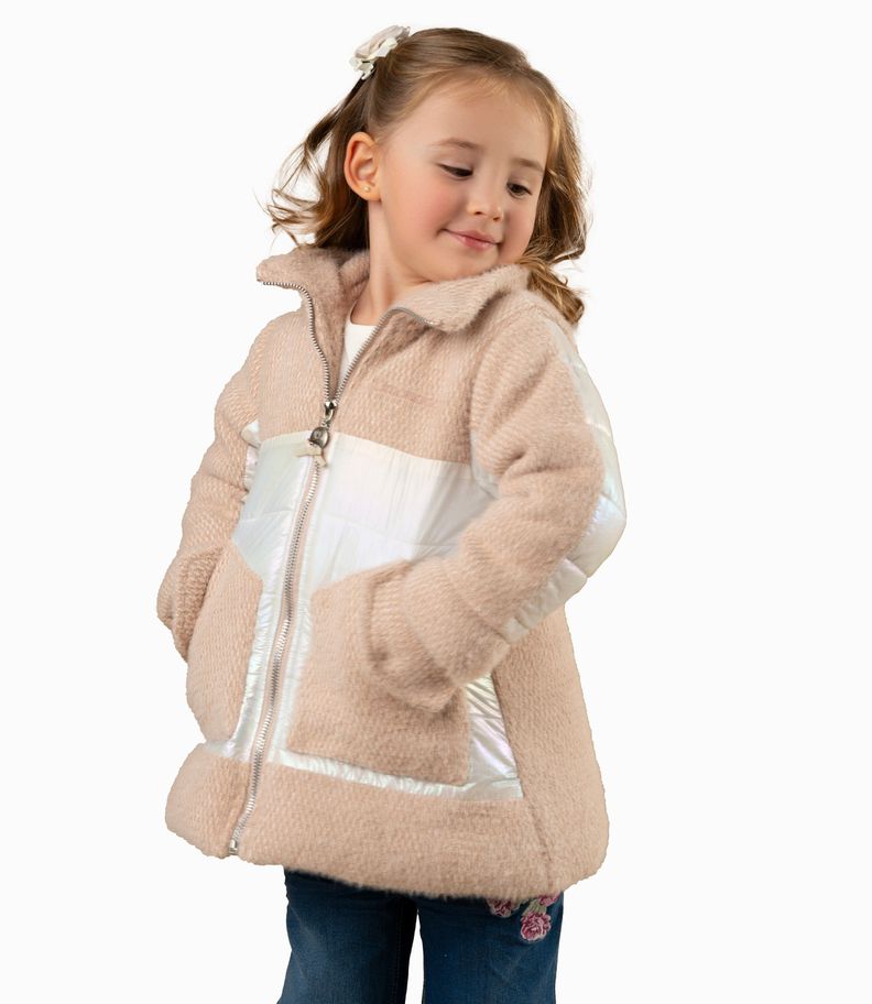 Chaqueta bebé metalizada beige Limonada-4