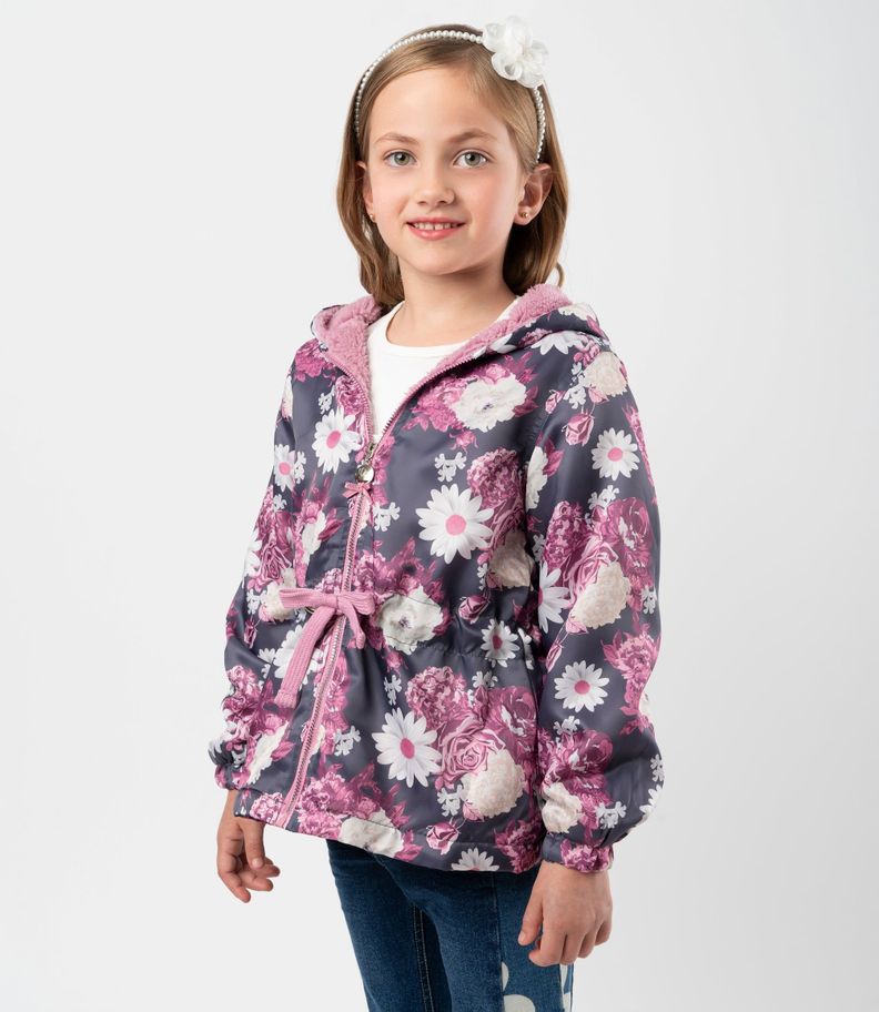 Chaqueta niña floreada gris Limonada-0