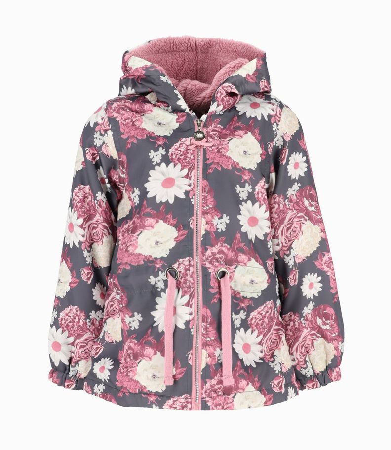 Chaqueta niña floreada gris Limonada-1