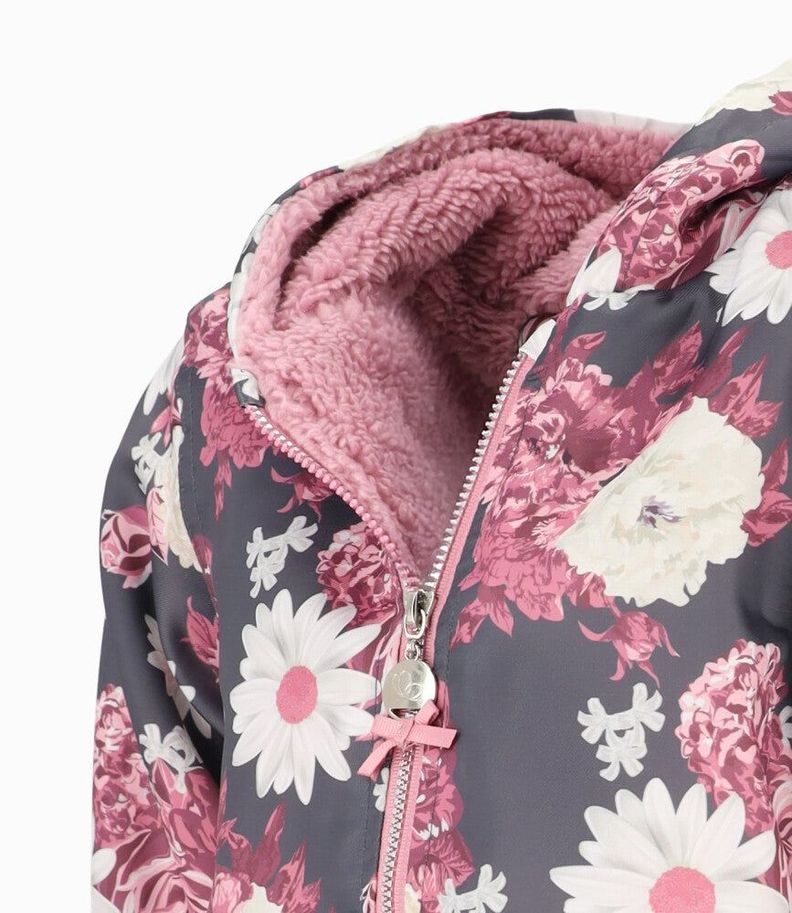 Chaqueta niña floreada gris Limonada-3