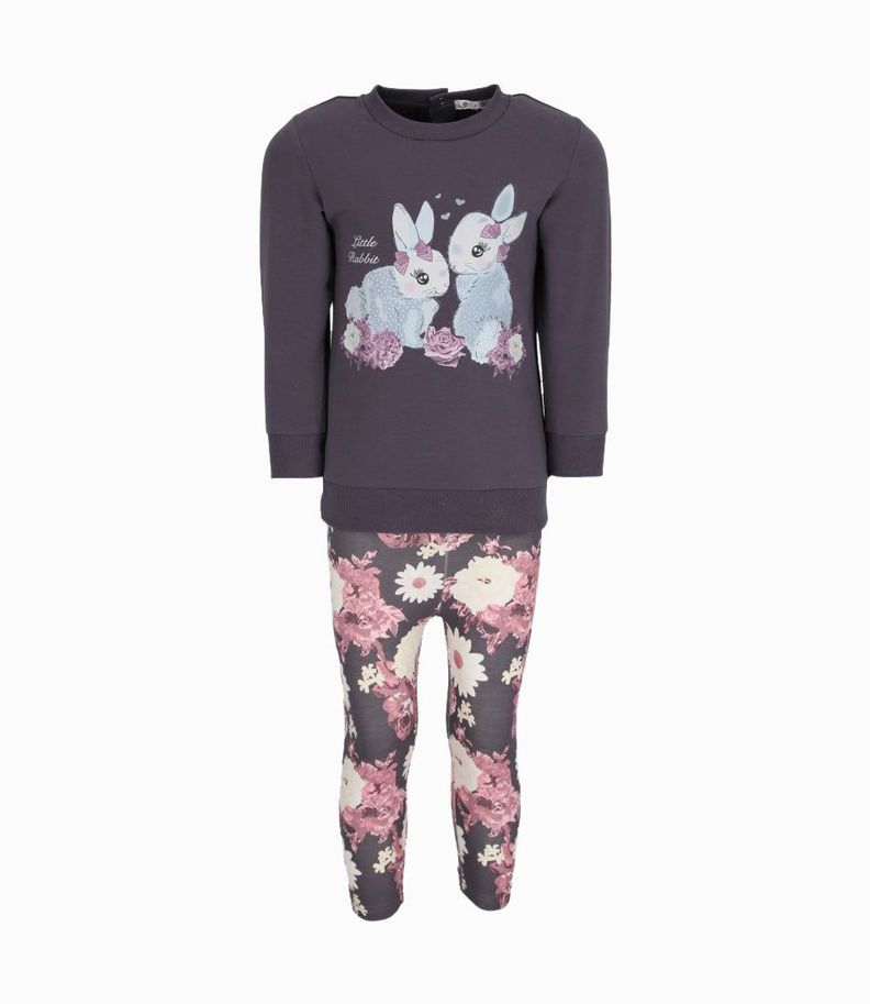 Conjunto bebé con conejos gris Limonada-1