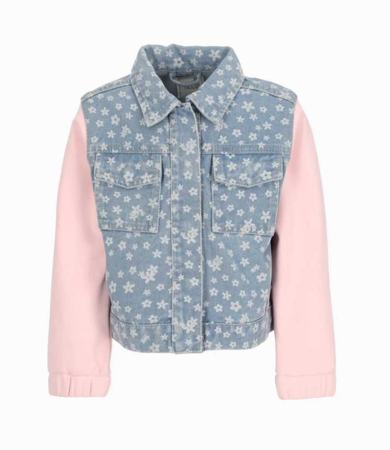 Chaqueta niña floreada celeste 4 Kids-0