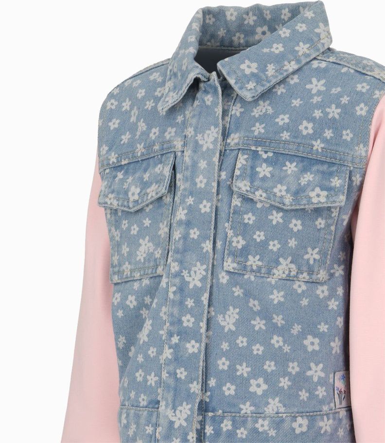 Chaqueta niña floreada celeste 4 Kids-3