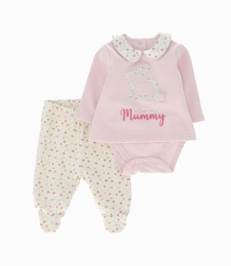 Conjunto recién nacida con conejo rosado 4 Kids-0