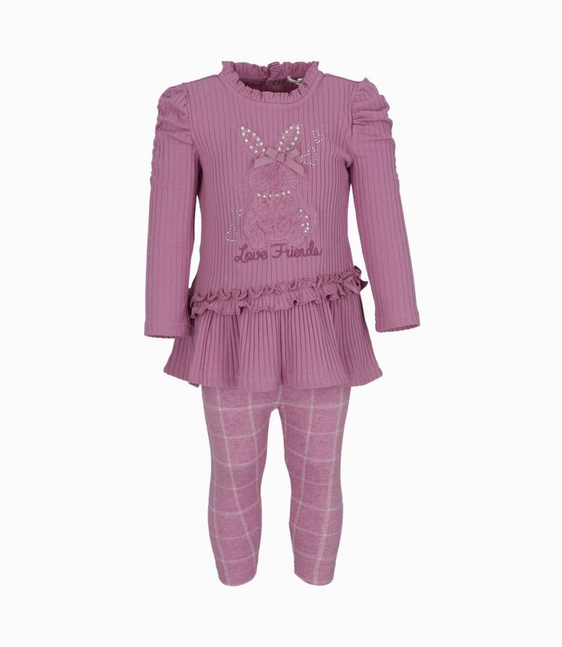 Conjunto bebé de polera y calzas palo rosa Limonada-0