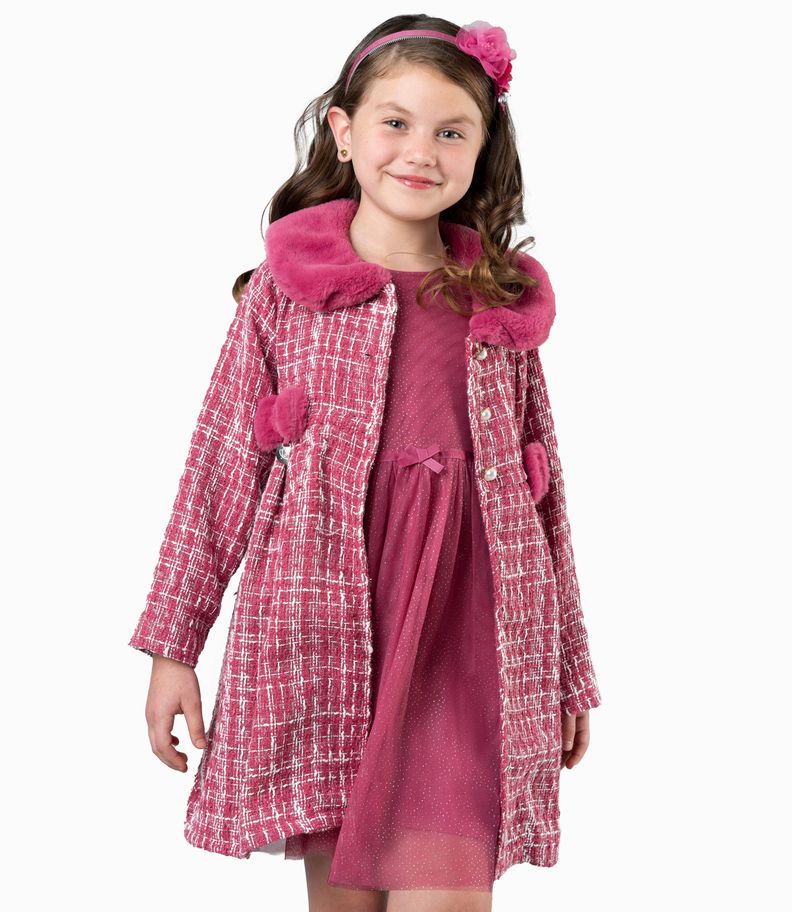 Conjunto niña de vestido y abrigo burdeo Limonada-0