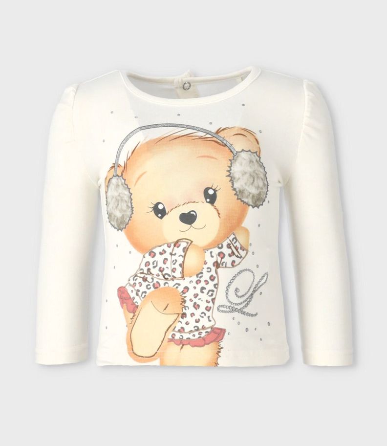 Polera bebés con osito blanco Limonada-0