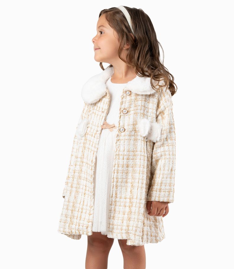 Conjunto niña de vestido y abrigo blanco Limonada-0