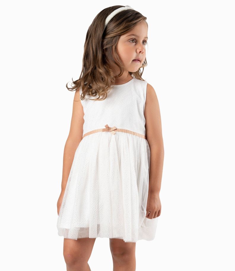 Conjunto niña de vestido y abrigo blanco Limonada-1
