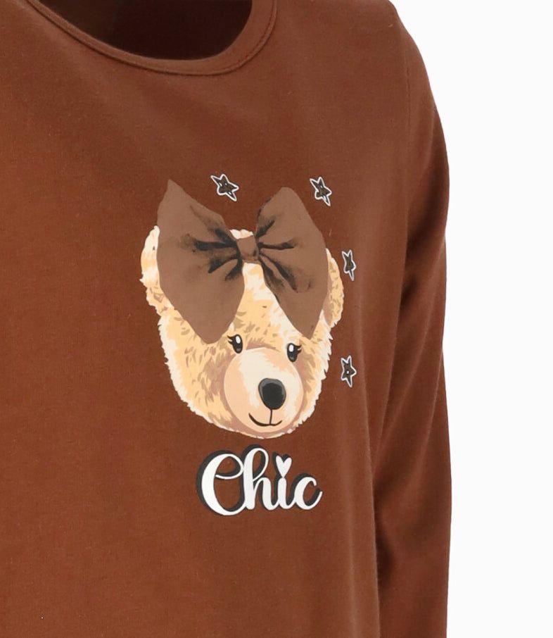 Polera niña con osito café Limonada-2