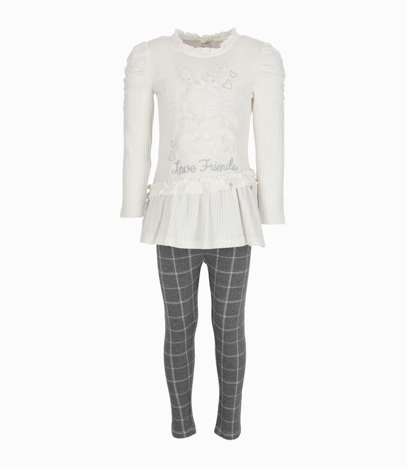 Conjunto niña de polera y calzas blanco Limonada-1