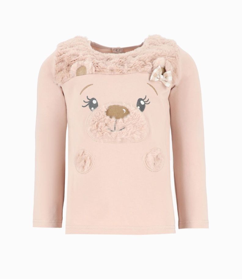 Polera niña con oso beige Limonada-0