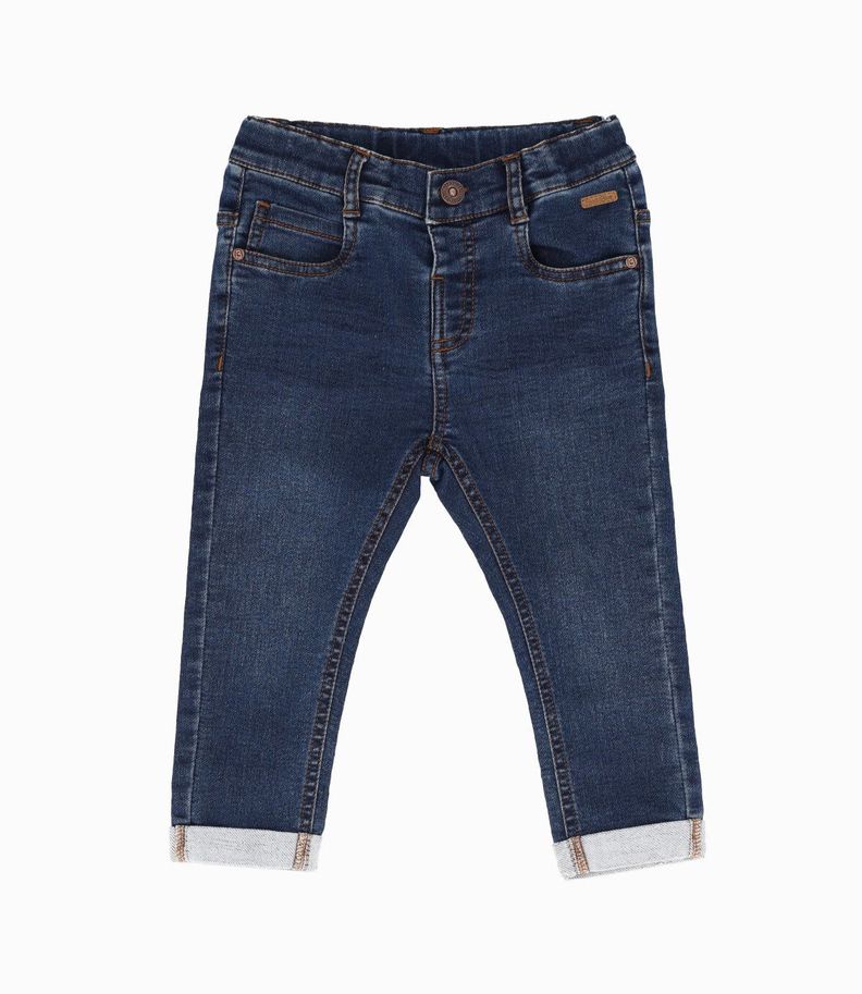 Jeans bebés básico denim azul Black and Blue-0
