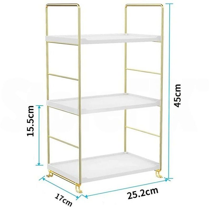 ESTANTE ORGANIZADOR MULTIUSO 3 NIVELES DORADO Dorado Metalico