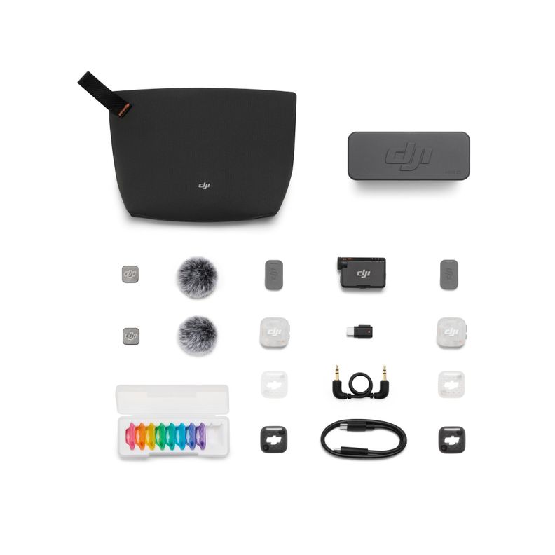 Microfono DJI Mic Mini 2S (2 TX + 1 RX + Charging Case) Negro