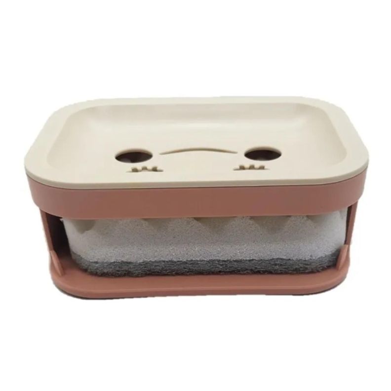 Porta Jabon Con Esponja Hogar Baño Jabonera Rosa-2