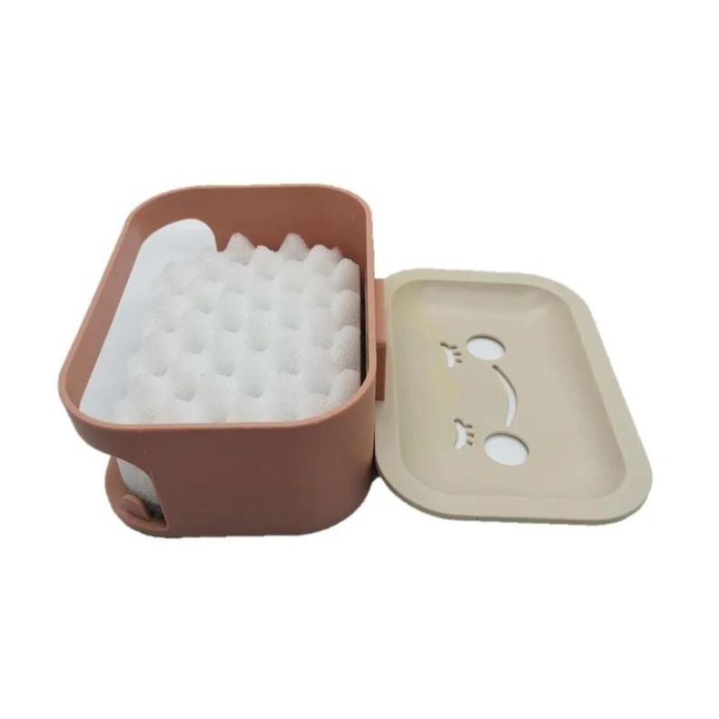 Porta Jabon Con Esponja Hogar Baño Jabonera Rosa-1