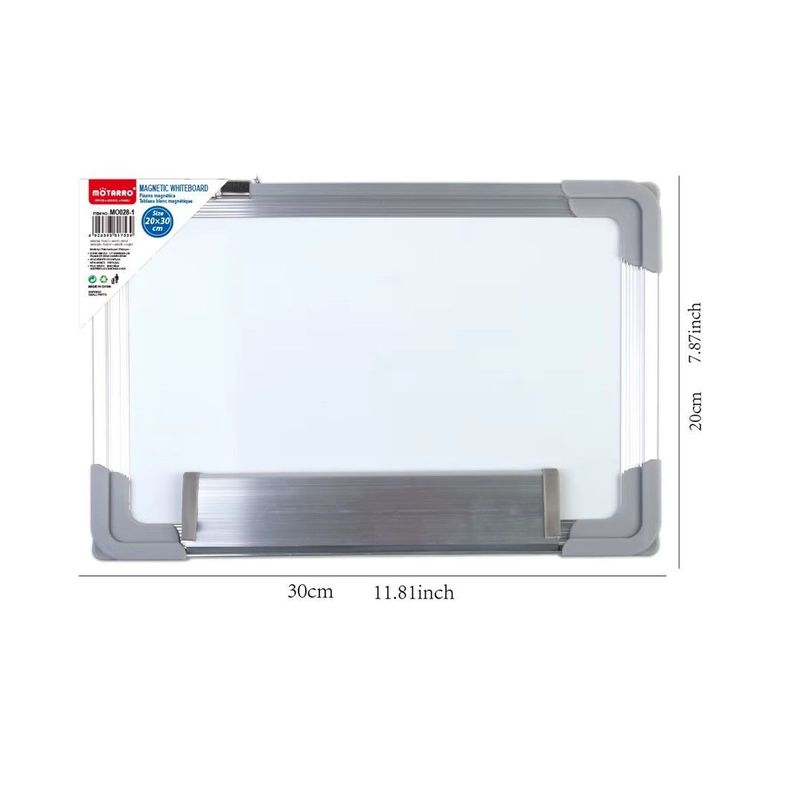 Pizarra Magnética Blanca Con Marco de Aluminio 20 x 30 cm-1
