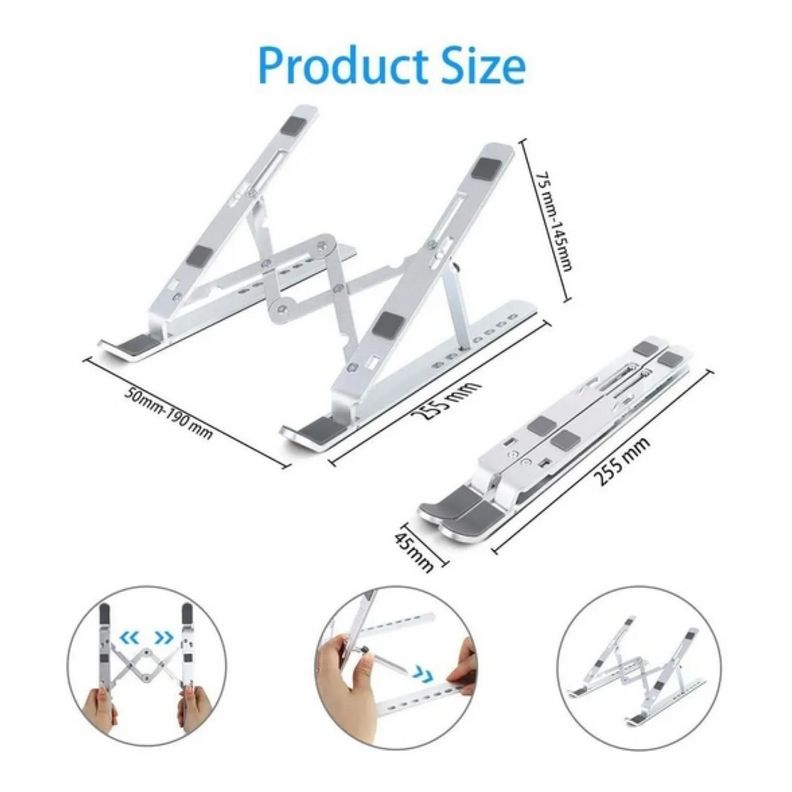 Soporte Elevador De Aluminio Notebook Base Plegable Laptop Aluminio-4