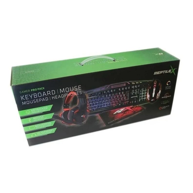 Kit Gamer Pro + Teclado + Mouse + Audifonos Mousepad 4 En 1 Negro-0