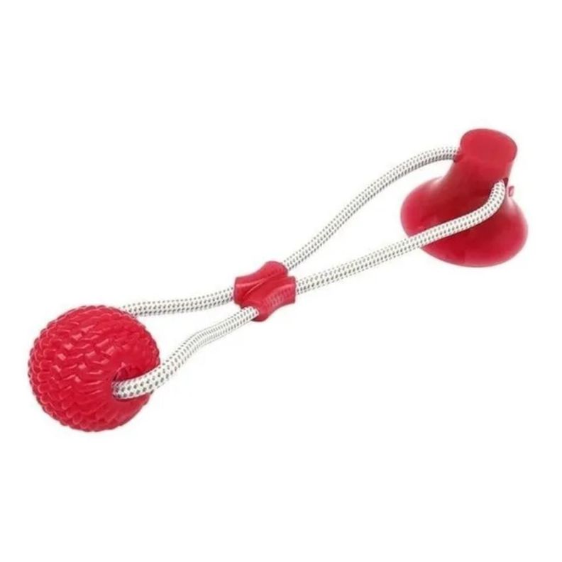 Juguete Para Perro Con Pelota Y Ventosa Rojo-0