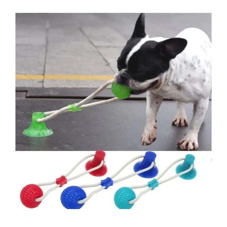 Juguete Para Perro Con Pelota Y Ventosa Rojo-2