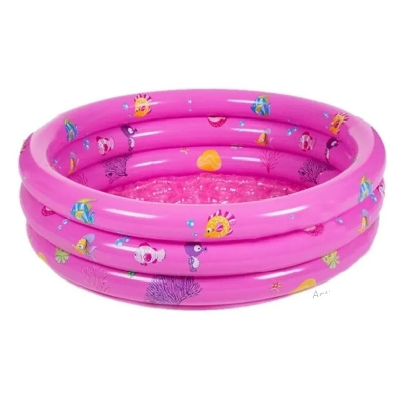 Piscina Inflable Para Niños Diversion Verano Circular Rosa 80X35-0