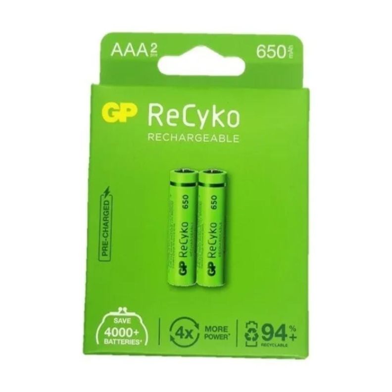 Pilas Recargable Tamaño Triple Aaa 2 Uni 650 Mah Gp Recyko-0